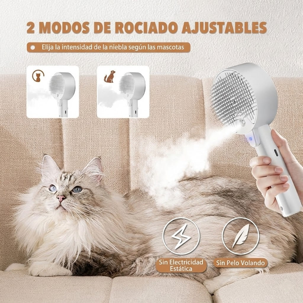 FurZap™ Steam-Care: Cepillo de Vapor 3-en-1 (Muda, Limpieza y Masaje)